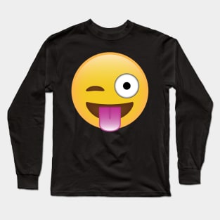 Tongue Sticking Out Emoji Long Sleeve T-Shirt